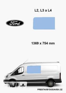 Boční levé pevné okno L2, L3 a L4 | Ford Transit (I. panel za řidičem)
