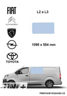 Boční levé pevné okno L2, L3 | Citroen Jumpy / Peugeot Expert / Fiat Scudo / Opel  Vivaro / Toyota Proace (I. panel za řidičem)