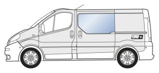 Boční levé pevné okno - Renault Trafic / Opel Vivaro (L1 a L2) (8200005548)