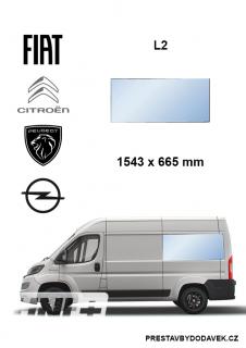Boční levé pevné okno za C sloupek - Citroen Jumper / Peugeot Boxer / Fiat Ducato (L2) (II. panel za řidičem (bez posuvných dveří))