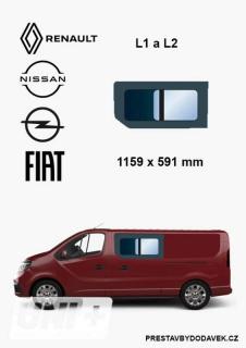 Boční levé posuvné okno L1 a L2 | Renault Trafic X82, Opel Vivaro B, Fiat Talento (I. panel za řidičem)
