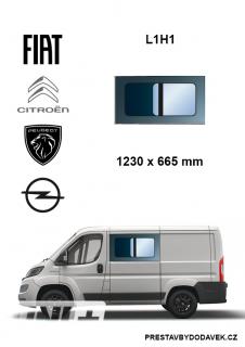 Boční levé posuvné okno L1H1 | Citroen Jumper / Peugeot Boxer / Fiat Ducato / Opel Movano  (I. panel za řidičem)