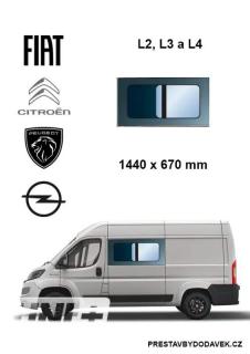 Boční levé posuvné okno L2, L3 a L4 | Citroen Jumper / Peugeot Boxer / Fiat Ducato / Opel Movano (I. panel za řidičem (ne pro posuvné dveře))