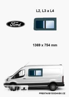 Boční levé posuvné okno L2, L3 a L4 |  Ford Transit (I. panel za řidičem)