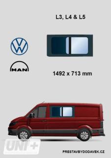 Boční levé posuvné okno L3, L4 a L5 | Volkswagen Crafter/ MAN TGE (I. panel za řidičem)