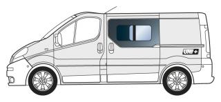 Boční levé posuvné okno - Renault Trafic / Opel Vivaro (L1 a L2) (8200005608)