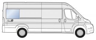 Boční pravé pevné okno k D sloupku - Citroen Jumper / Peugeot Boxer / Fiat Ducato (L4) (čiré autosklo | pravé zadní)