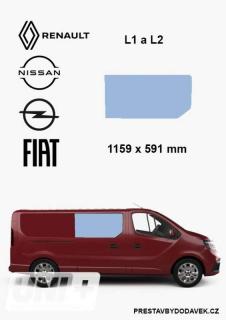 Boční pravé pevné okno L1 a L2 | Renault Trafic X82, Opel Vivaro B, Fiat Talento (I. panel do posuvných dveří)