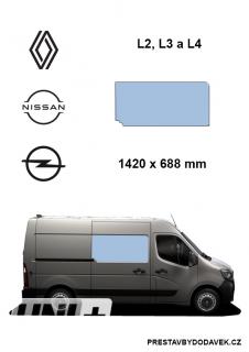 Boční pravé pevné okno L2, L3 a L4 | Renault Master / Nissan Interstar / Opel Movano (I. panel do posuvných dveří)