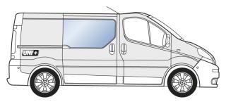 Boční pravé pevné okno - Renault Trafic / Opel Vivaro (L1 a L2) (8200005543)