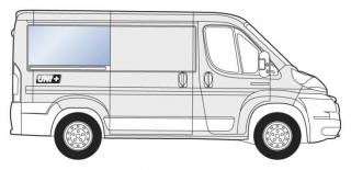 Boční pravé pevné okno za C sloupek - Citroen Jumper / Peugeot Boxer / Fiat Ducato (L1) (čiré autosklo | BEZ NUCENÉ VENTILACE)