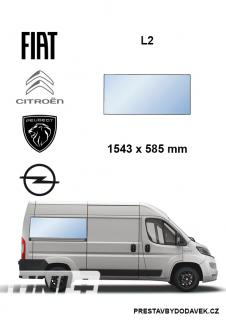 Boční pravé pevné okno za C sloupek - Citroen Jumper / Peugeot Boxer / Fiat Ducato (L2) (II. panel za posuvnými dveřmi)