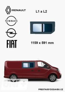 Boční pravé posuvné okno L1 a L2 | Renault Trafic X82, Opel Vivaro B, Fiat Talento (I. panel do posuvných dveří)