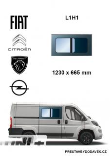 Boční pravé posuvné okno L1H1 | Citroen Jumper / Peugeot Boxer / Fiat Ducato / Opel Movano (I. panel do posuvných dveří)