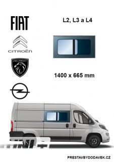 Boční pravé posuvné okno L2, L3 a L4 | Citroen Jumper / Peugeot Boxer / Fiat Ducato / Opel Movano (I. panel do posuvných dveří)