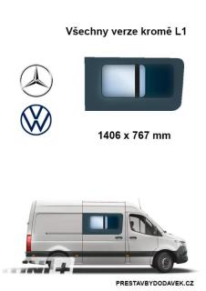 Boční pravé posuvné okno L2, L3 a L4 | Mercedes-Benz Sprinter / Volkswagen Crafter (I. panel do posuvných dveří)