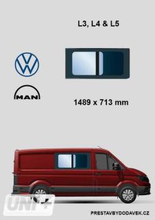 Boční pravé posuvné okno L3, L4 a L5 | Volkswagen Crafter/ MAN TGE (I. panel do posuvných dveří)