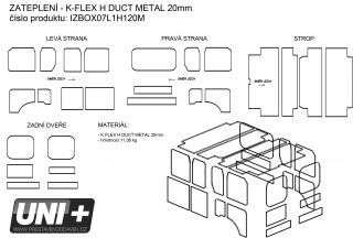 Izolační sada K-Flex metal 20 mm - Citroen Jumper / Peugeot Boxer / Fiat Ducato (L1H1)