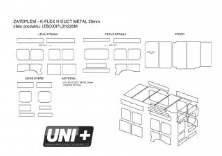 Izolační sada K-Flex metal 20 mm - Citroen Jumper / Peugeot Boxer / Fiat Ducato (L2H2)
