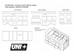 Izolační sada K-Flex metal 20 mm - Citroen Jumper / Peugeot Boxer / Fiat Ducato (L3H2)