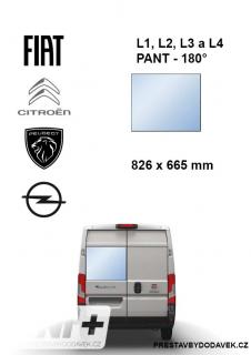 Levé pevné okno křídlových dveří - Citroen Jumper / Peugeot Boxer / Fiat Ducato / Opel Movano (L1H1-L4H3) | 180° (zadní křídlové dveře | pouze pro dveře s panty 180°)