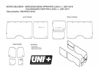 Obložení bočních stěn - plast 5 mm Mercedes-Benz Sprinter / Volkswagen Crafter (L3H2) (r.v. 2007-2018, 2007-2017)