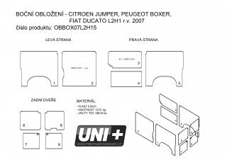 Obložení bočních stěn - polypropylen IP 4 mm Citroen Jumper / Peugeot Boxer / Fiat Ducato | Opel Movano (L2H1) (r.v. 2007- | 2021-)