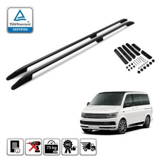 Omtec podélné střešní nosiče černé Volkswagen Transporter T5/T6 a T6.1 - dlouhý rozvor (Od roku výroby 2003-2015, 2015-2024)