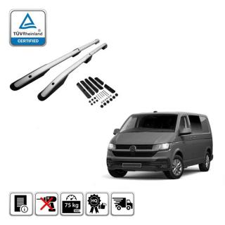 Omtec podélné střešní nosiče stříbrné Volkswagen Transporter T5/T6 a T6.1 - krátký rozvor  (Od roku výroby 2003-2015, 2015-2024)