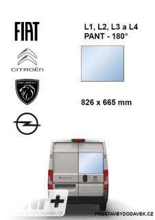 Pravé pevné okno křídlových dveří - Citroen Jumper / Peugeot Boxer / Fiat Ducato / Opel Movano (L1H1-L4H3) | 180° (zadní křídlové dveře | pouze pro dveře s panty 180°)