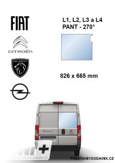 Pravé pevné okno křídlových dveří - Citroen Jumper / Peugeot Boxer / Fiat Ducato / Opel Movano (L1H1-L4H3) | 270° (zadní křídlové dveře | pro dveře s panty 270°)