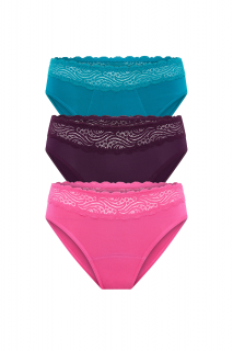 Sada menstruačních kalhotek Sensual Hi-Waist Bikini 3 Pack Gemstone Velikost: XS/08