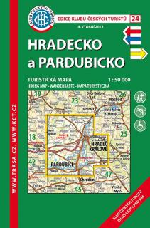 24 Hradecko, Pardubicko 5. vydání, 2018 - turistická laminovaná mapa