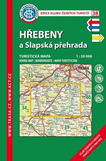 38 Hřebeny, Slapská přehrada, 9. vydání, 2018 - turistická mapa