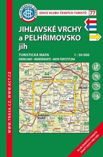 77 Jihlavské vrchy, Pelhřimovsko, 6. vydání, 2021 - turistická laminovaná mapa