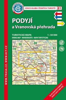 81 Podyjí, Vranovská přehrada, 8. vydání, 2017 - turistická laminovaná mapa