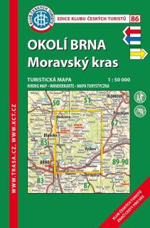86 Okolí Brna, Moravský kras, 8. vydání, 2018 - turistická laminovaná mapa
