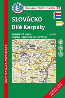 92 Slovácko, Bílé Karpaty, 8. vydání, 2018 - turistická laminovaná mapa