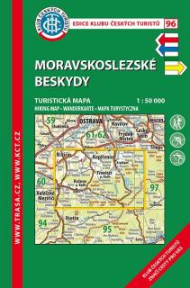 96 Moravskoslezské Beskydy, 8. vydání, 2019 - turistická laminovaná mapa