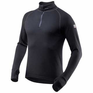 DEVOLD Pánské triko EXPEDITION MAN MERINO ZIP NECK Black - černé Velikost: M