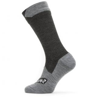 SEALSKINZ Nepromokavé ponožky WATERPROOF ALL WEATHER MID LENGHT SOCK black /grey  marl - černošedé Velikost: XL