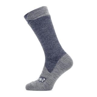 SEALSKINZ Nepromokavé ponožky WATERPROOF ALL WEATHER MID LENGHT SOCK navy blue /grey  marl - modrošedé Velikost: S