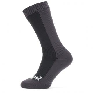 SEALSKINZ Nepromokavé ponožky WATERPROOF COLD WEATHER MID LENGHT SOCK black/grey - černošedé Velikost: L