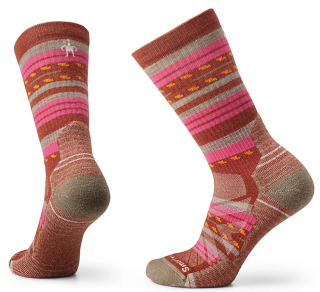 SMARTWOOL Dámské ponožky W HIKE LIGHT CUSHION MARGARITA CREW HEIGHT picante -růžové/červené/hnědé Velikost: M (38-41)