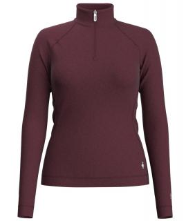 SMARTWOOL Dámské triko W CLASSIC THERMAL MERINO BL PTTRN 1/4 ZB Black cherry heather - vínové Velikost: L