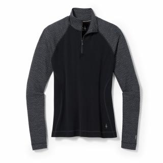 SMARTWOOL Dámské triko W CLASSIC THERMAL MERINO BL PTTRN 1/4 ZB Black dot - černé Velikost: L