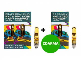 2+1 ZDARMA: BrainMax HáHáCé Cartridge HIGHWAY, náplň do CéBéDé Pen Vaporizéru, 0,5 ml, 74% HáHáCé, 18% CéBéDé