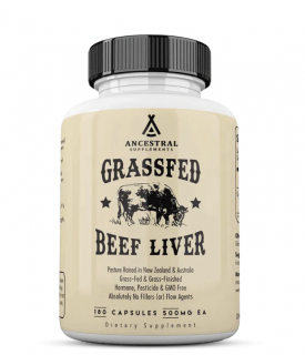 Ancestral Supplements, Grass-fed beef liver, Hovězí játra v Grass-fed kvalitě, 180 kapslí, 30 dávek  Doplněk stravy