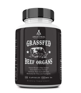 Ancestral Supplements, Grass-fed Beef Organs, hovězí orgány, 180 kapslí, 30 dávek  Doplněk stravy