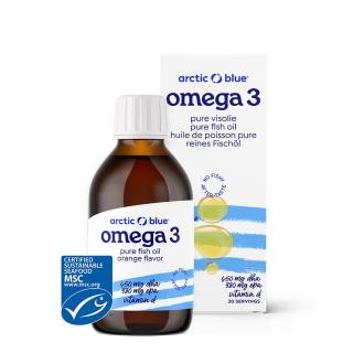 Arctic Blue Omega 3, 450 mg DHA, 380 mg EPA, Vitamin D 400 IU, 150 ml  Doplněk stravy